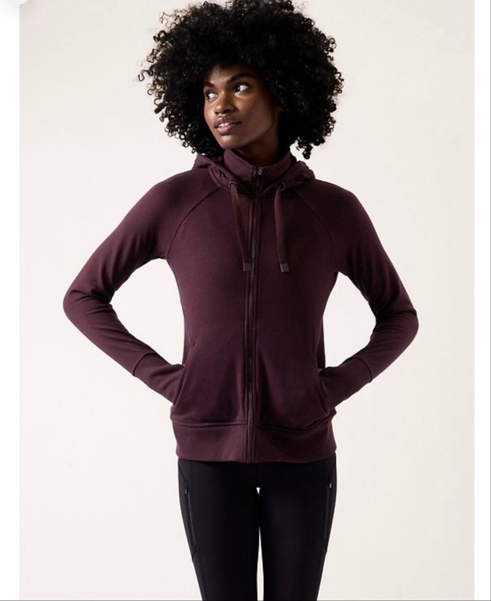 Athleta Triumph Full Zip Hoodie Womens Size M Burgandy 456251 EUC